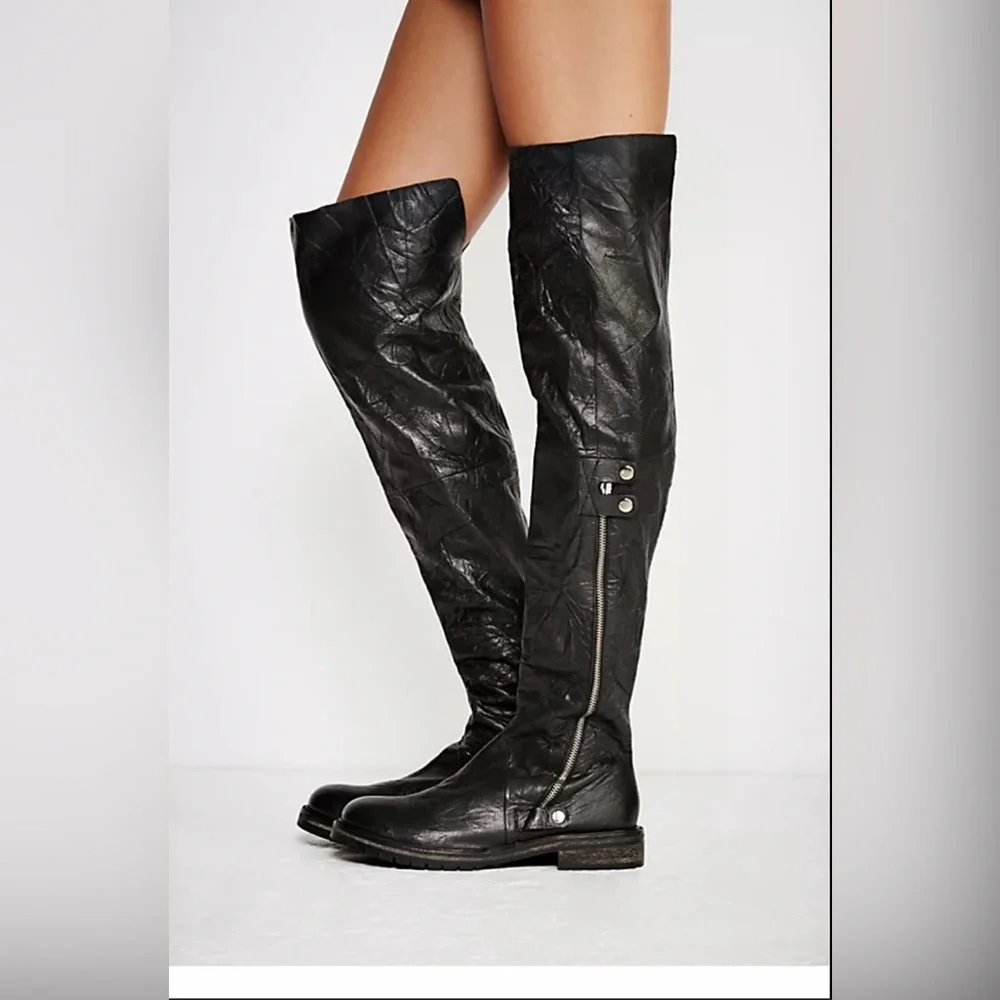 ♠️Free‎ People Black Braxton Tall Boots-NWOT- DEADSTOCK♠️